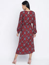 Esthetics Maroon Symetric Print Women Dress