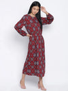 Esthetics Maroon Symetric Print Women Dress