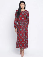 Esthetics Maroon Symetric Print Women Dress