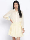 Suttle Yellow Gathered Swissdot Style Women Dress