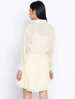 Suttle Yellow Gathered Swissdot Style Women Dress