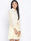 Suttle Yellow Gathered Swissdot Style Women Dress