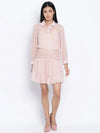 Delights Peach Swissdot Stylish Women Dress