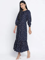 Exciting Blue Printed Causal Women Dress