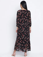 Beauteous Black Floral Print Women Dress