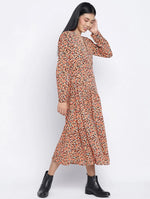 Gracious Orange Printed Casual Women Dress