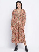 Gracious Orange Printed Casual Women Dress