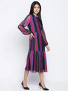 Lurex Rainbow Meld Stripez Casual Women Dresss