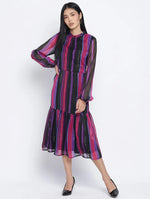 Lurex Rainbow Meld Stripez Casual Women Dresss