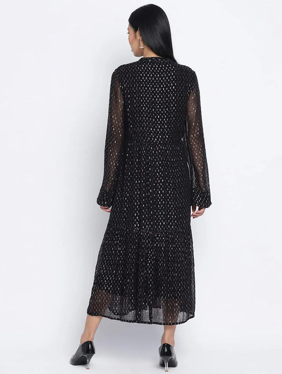 Sparkled Black Lurex Suited Casual Women Dress