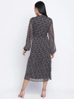 Flame Black Printed Causal Women Dress