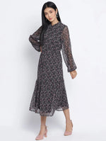 Flame Black Printed Causal Women Dress