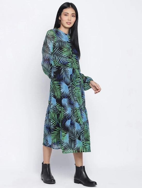 Winsomeness Tropical Print Casual Women Dress