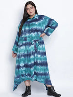 Celestical Trendy Tie Dye Button Down Plus Size Dress