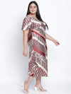 Chaste Natural Satin Print Women Plus Size Dress