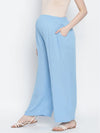 Blue Soft Heart Maternity Smocking Waist Pants