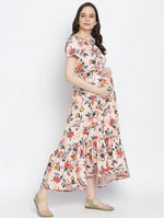 Creamy Cream Baige Elascticated Maternity Dress.