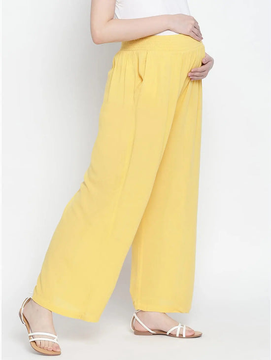 Daring Yellow Fallow Maternity Smocking Waist Pants