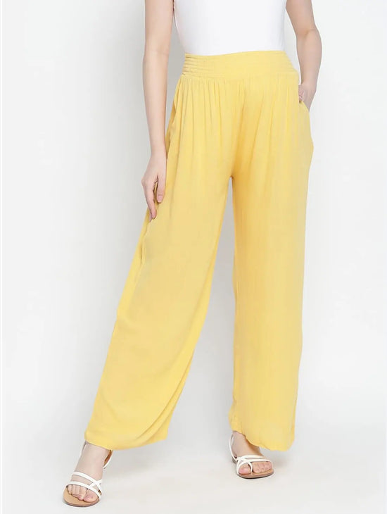 Daring Yellow Fallow Maternity Smocking Waist Pants