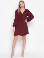 Wine-Coloured Tailored Lurex Stripe Dress