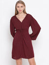 Wine-Coloured Tailored Lurex Stripe Dress