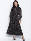 Sazzy Black Smocked Up Women Dress