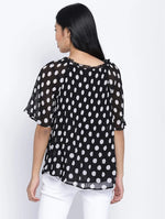 Pulpblack Pleated Polka Printed Women Top