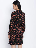 Blackliogious Somocked Up Dotted Printed Women Dress