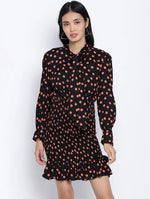 Blackliogious Somocked Up Dotted Printed Women Dress