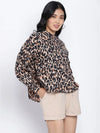 Dagger Creamy Brown Animal Printed Women Top