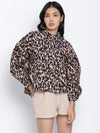 Dagger Creamy Brown Animal Printed Women Top