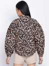 Dagger Creamy Brown Animal Printed Women Top