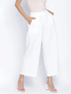 Oxolloxo Blanched White Soft Women Linen Blend Pants