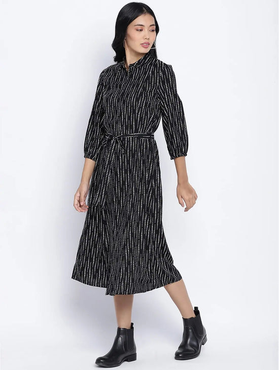 Flattered Black Button Down Women Dress