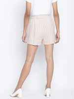 Oxolloxo Stripes On Stripes Casual Women Linen Blend Shorts