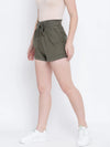 Crispy Glint Khaki Causal Women Linen Short