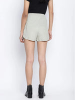 Refreshing Mint Green Women Linen Blend Shorts