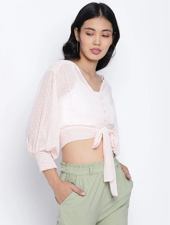 Aquantic Peachy Women Smocked Tie Crop Top