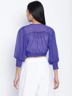 Happy Purple Women Crop Smocked Details Top