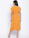 Sunflower Hue Solid Women Neck Details Dress