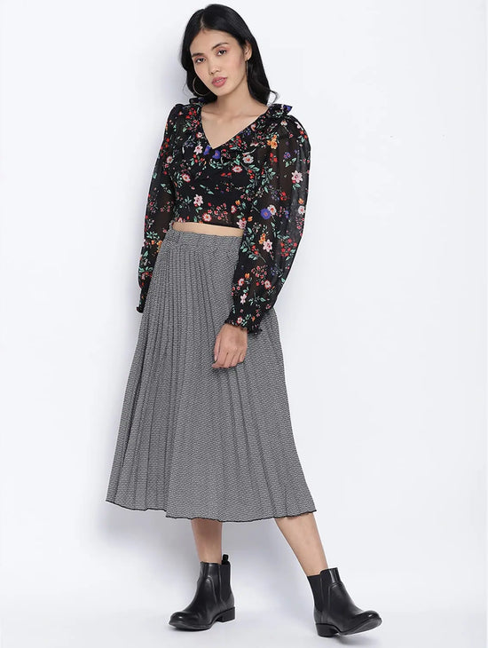 Pestal Grey Pleated Women Skirt