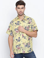 Sunny Yellow Floral Print Causal Men Shirt