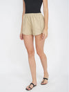 Basic Beige Women'S Smocked Waist Shorts