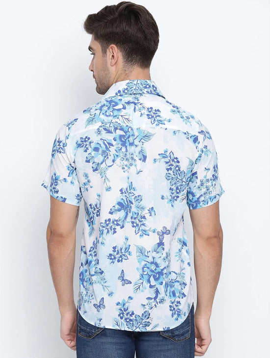 Handsome Dazzling Floral Printed Causal Men Shirt