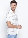 Sharp Witted White Check Print Men Causal Shirt