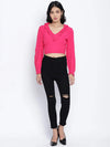 Poppy Pink Frilled Design Women Crop Top