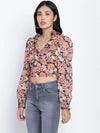 Flamingo Muticolor Frilled Design Women Crop Top.