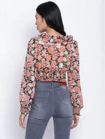 Flamingo Muticolor Frilled Design Women Crop Top.