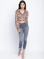 Flamingo Muticolor Frilled Design Women Crop Top.