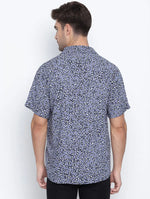 Raffish Deep Blue Printed Causal Men Shirt